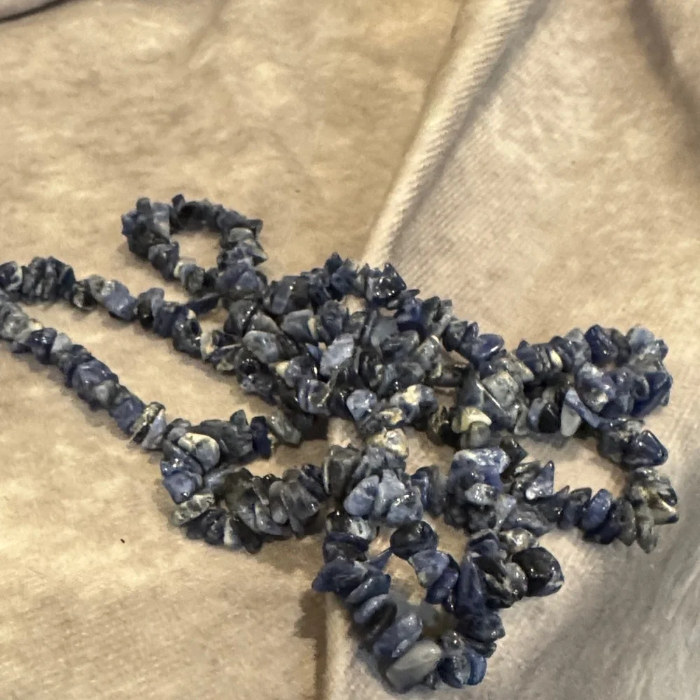 Blue Sodalite Chip Beaded Necklace 32 inches‎